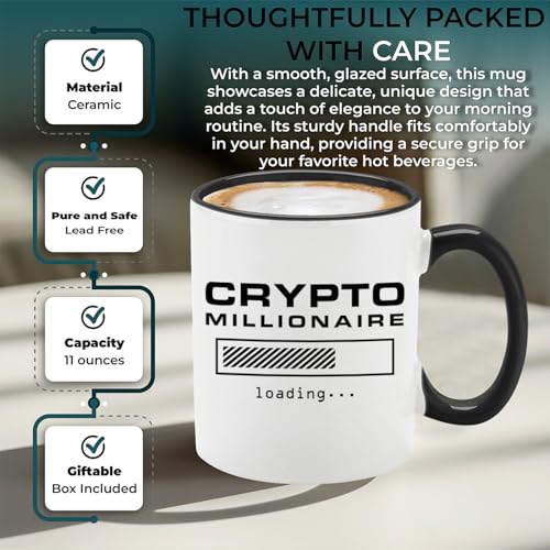 shop4ever Crypto Millionaire Loading... Ceramic Coffee Mug Cup, Funny Digital Currency Gift 11 oz. (Black Handle) - Image 7