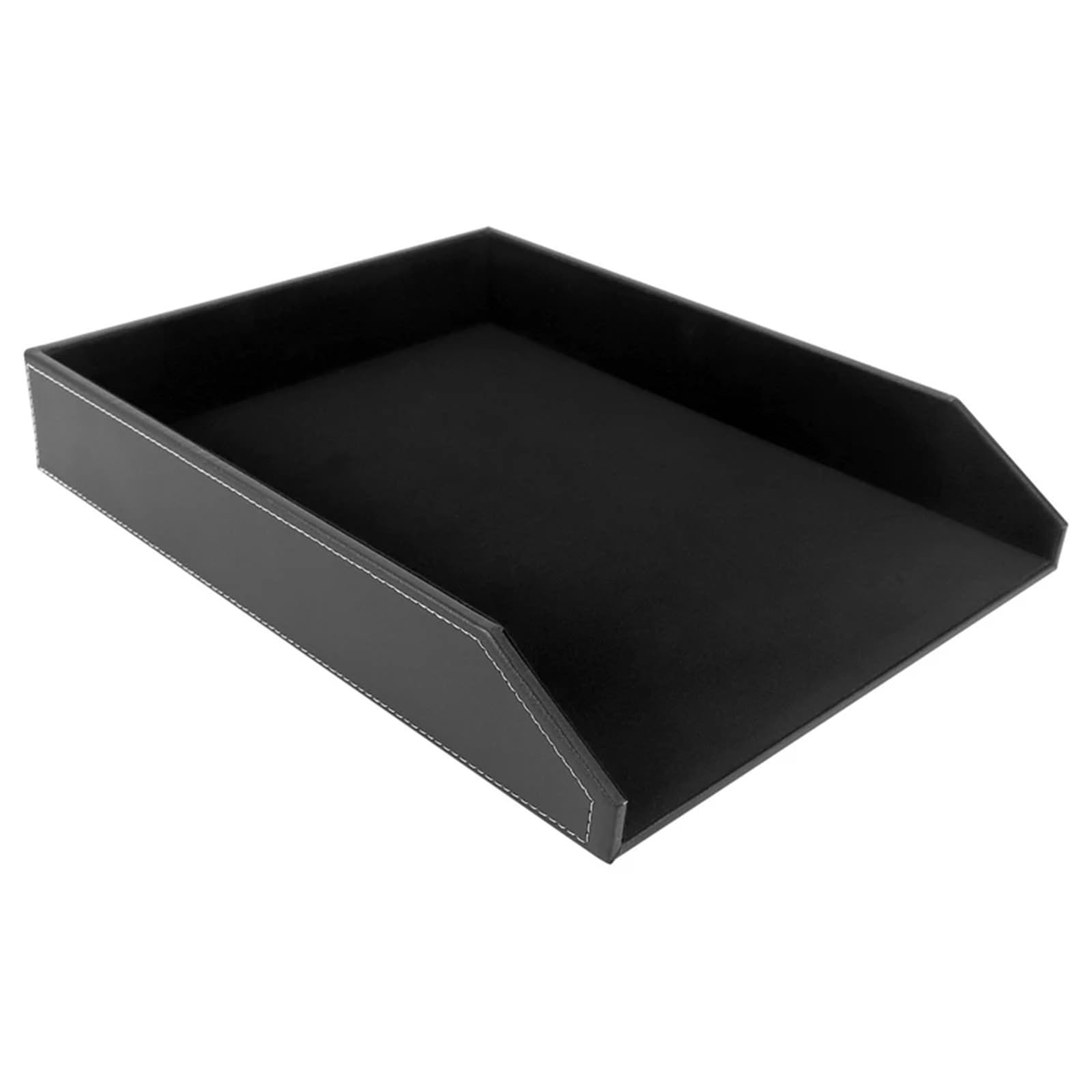 Bandeja for Cartas, colección de Cuero PU, Bandeja for, Escritorio for Documentos, Archivo Oficina apilable para Oficina Sala(Black)