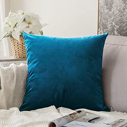 Image of Khooti Velvet Cushion Cover Pack of 1-32 inch x 32 inch / 81 x 81 cm - Sea Blue - Soft Pillow Covers Cushion Case for Sofa Bedroom Livingroom Chair Car, Cushion Cover