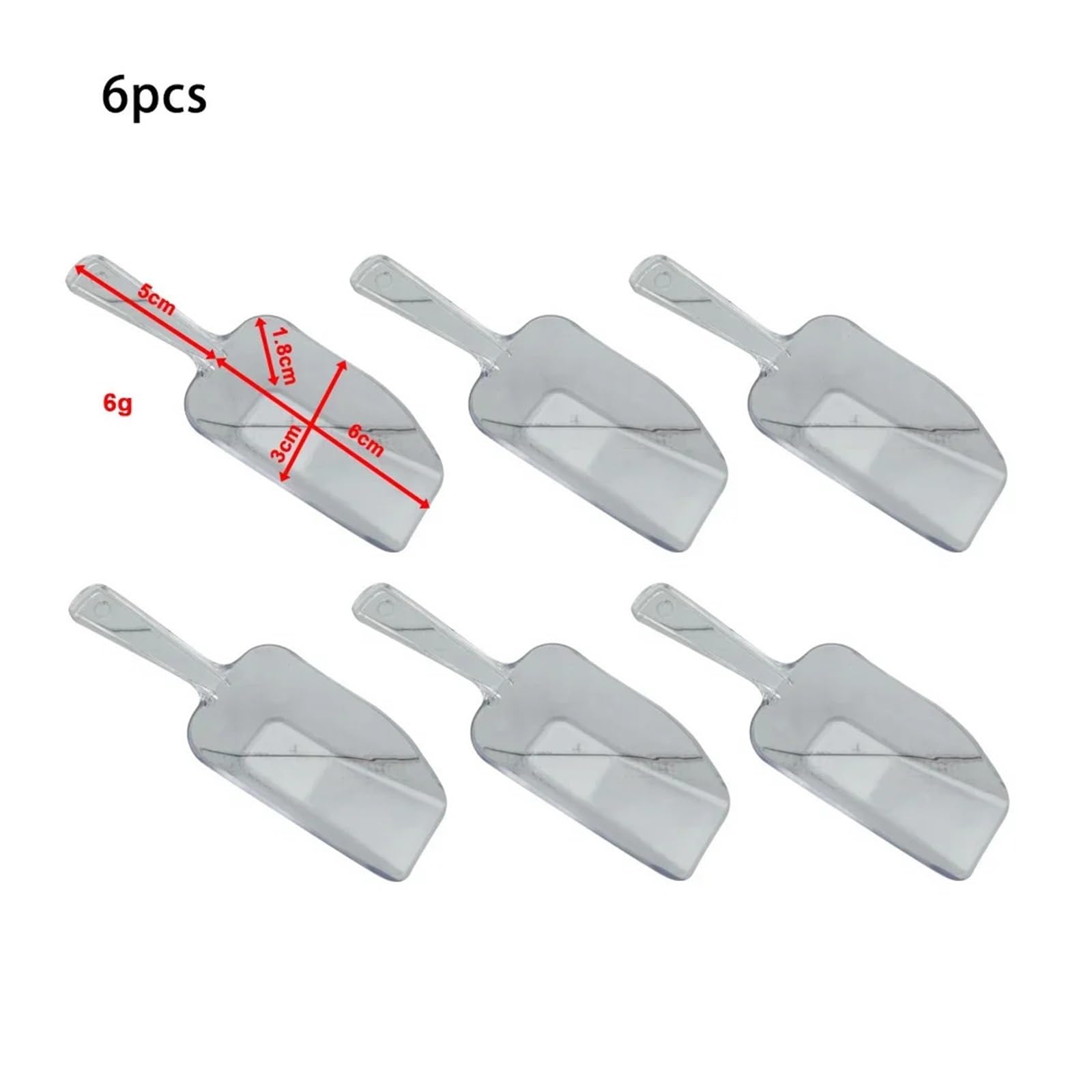 Générique Cuillères à Glace en Plastique Transparentes, Petite Pelle, fête, Bar, Buffet, Gadget de Cuisine for Bonbons, Dessert, céréales, Produits secs, 6 pièces