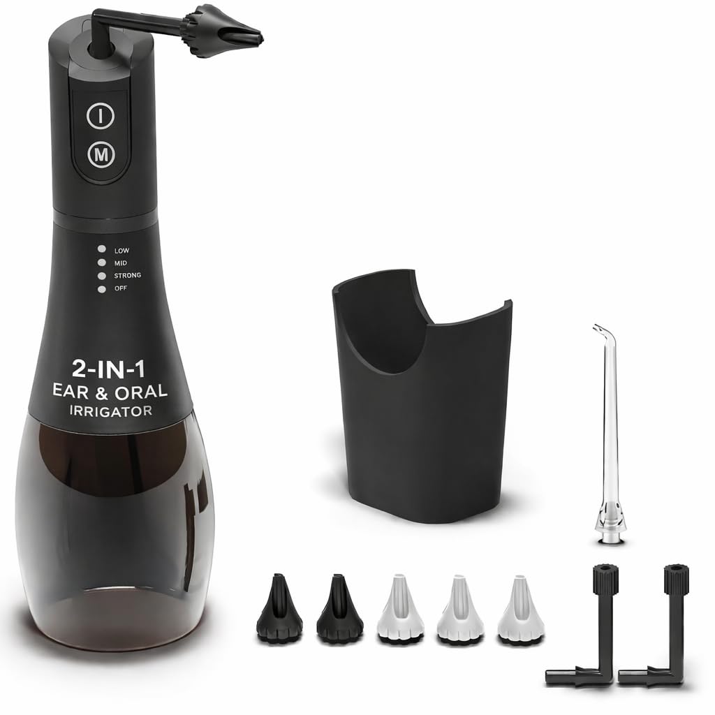 Electric 2-in-1 Ear and Oral Irrigator with 5 Pressure Modes and Timer Ear Wax Removal and Water Flosser