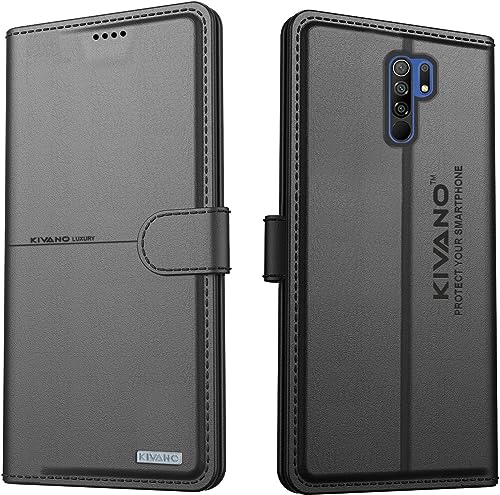 Image of KIVANO Compatible with Xiaomi Redmi 9 Prime /Poco M2 Flip Cover | Leather Finish | Inside Pockets & Inbuilt Stand | Shockproof Wallet Style Magnetic Closure Back Cover Case