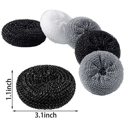 Image of Blulu 30 Pieces Plastic Dish Scrubbers for Dishes Pot Round Nylon Pad, Mesh Scouring Non Scratch Pads (Simple Colors)