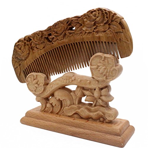 Yoy Handmade Carved Natural Sandalwood Hair Comb - Anti-Static No Snag Brush For Men's Mustache Beard Care Anti Dandruff Women Girls Head Hair Accessory (Hc1006) #TOP5
