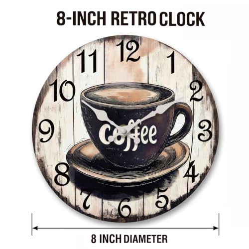 Image of CHYLIN Kitchen Wall Clock Coffee Decor Silent Battery Operated Vintage