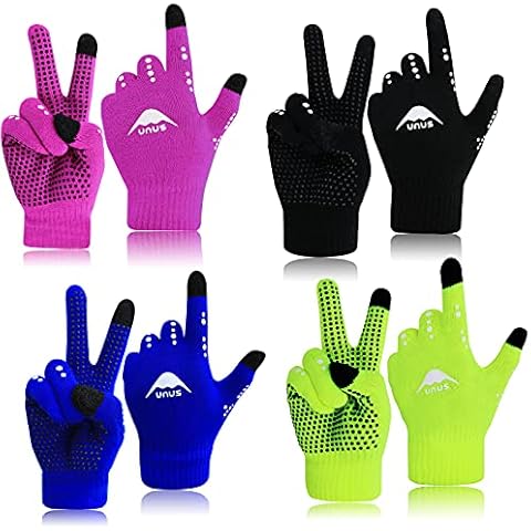 FINGER TEN Winter Cycling Gloves for Kids Boys Girls Knitted Glove Value 4 Pairs, Winter Running Gloves Junior Youth Age 5-13 for Outdoor Bike Riding Sport Football School (Multicolor) Cover