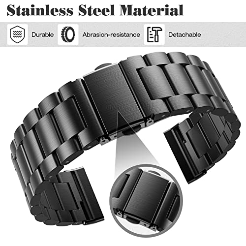 MoKo Metal Strap Compatible with Fitbit Versa 4/Versa 3/Sense 1/2, Stainless Steel Replacement Watch Band Wristband for Men Women Black - Image 4