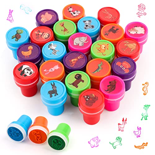 26 Piezas Juego de Sellos de Animales,sellos para niños sellos,Juego de Sellos de Animales,Conjunto de Sellos Animales para Niños,Sellos de juguete,multicolor Sellos para regalos de fiestas infantiles