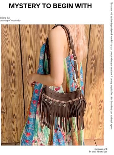 Boho Tassel Crossbody Bag Purse(Western Design) – Retro Studded Shoulder Purse Ethnic Lightweight Y2k Handbag2