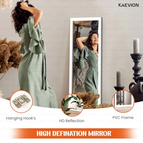 Image of White Framed Full Length Mirror, 48 inch x 12 inch Wall Mounted Body Mirror with 5mm HD Shatterproof Glass, Vertical & Horizontal Hanging Mirror for Bedroom, Bathroom, Living Room, Entryway