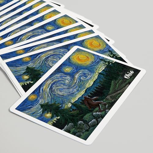 Lantern Press Ohio, Starry Night, Bigfoot, 52 naipes póker miniatura 5