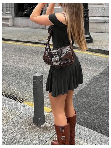 Image of Floerns Women's Streetwear Off Shoulder Short Sleeve Y2k A Line Mini Dress