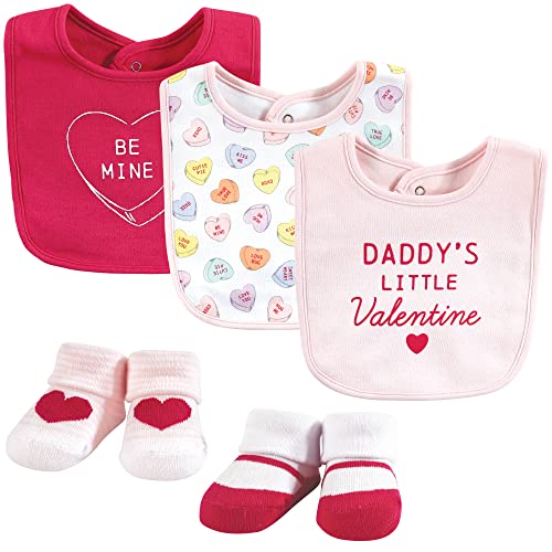 Image of Hudson Baby Unisex Baby Cotton Bib and Sock Set, Be Mine Valentine, One Size