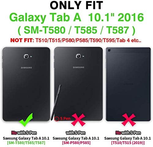SEYMAC Stock Compatible with Galaxy Tab A 10.1 T580/T585/T587 Case 2016, Full-Body [Heavy Duty]&[Shock Proof] Protective Case with Stand & Strap Compatible with Galaxy Tab A 10.1’ (LightGreen+Black)