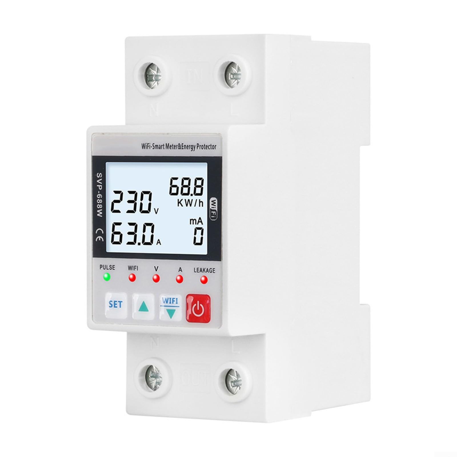 Interruttore WiFi senza fili, per Tuya WIFI Smart Meter Controllo remoto perdite sopra e sottotensione Protector Appartamento Home Energy Monitor