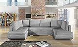 ECKSOFA Anett U mit Schlaffunktion Polsterecke Schlafsofa Eckcouch Wohnlandschaft XXL grau schwarz blau grün Rose 04 (Sawana 21)