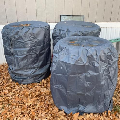 Image of J&C Tire Cover 420D Tire Storage Bag Waterproof Spare Tire Bag Tote Protective Cover Seasonal Tire Cover for Car Tire (grey-47x32in)