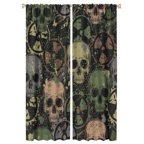 SENQIAN rideau cuisine gothique crâne camouflage 21x63 po