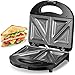 Produktbild Kealive Sandwichmaker, Sandwichtoaster(750W, Antihaftbeschichtet, Muschel Edelstahl, Antihaftbeschichtung), Tisch-Grill mit 2 Kontrollleuchten, Schwarz