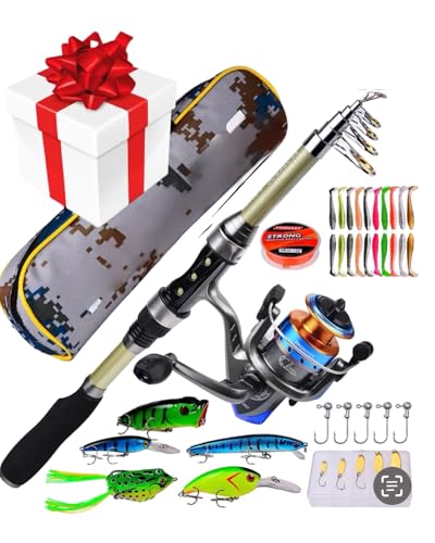 Set de Pesca Completo con Mochila JCSSHOPING – Caña de Pescar 1,8 m, Carrete, Vinilos, Cucharillas, Hilo y Rapalas – Todo lo Necesario para una Experiencia de Pesca