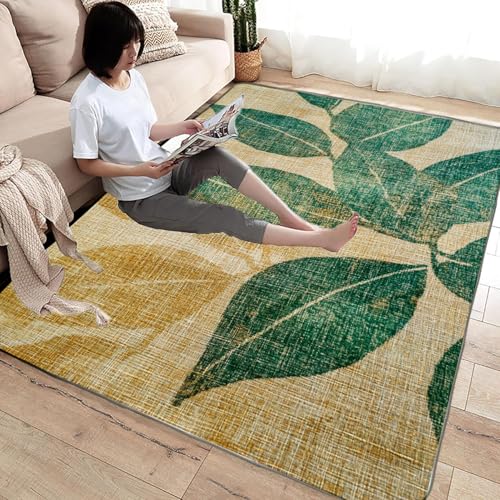 Tapis lavable en machine jaune 120x180 décoratif moderne - 3