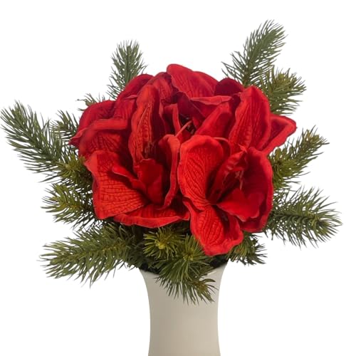 Künstlicher Adventsstrauß, Weihnachtsgesteck mit Amaryllis und...
