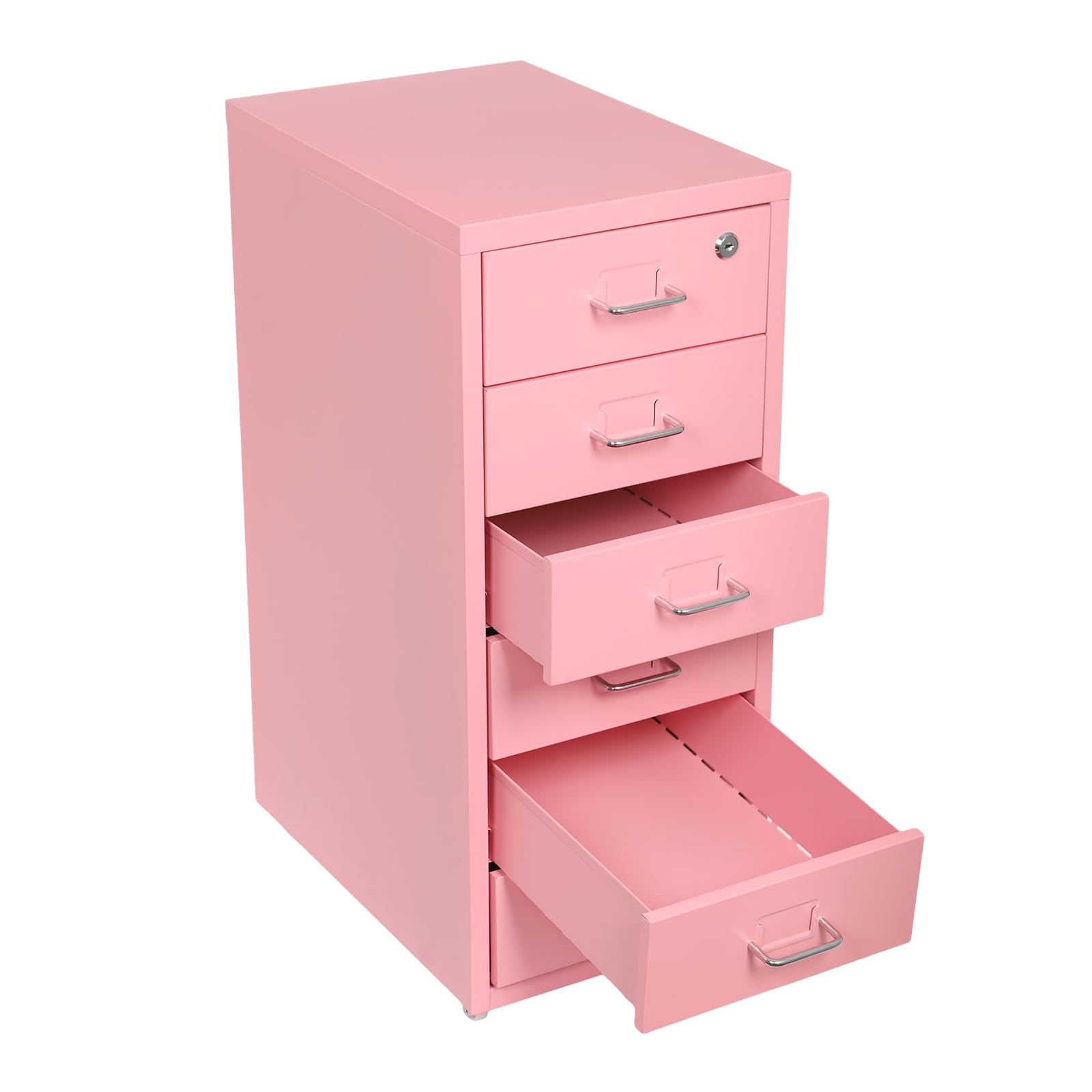 Cassettiera mobile con 6 cassetti, armadietto da ufficio con ruote, in metallo, per ufficio, studio, rosa