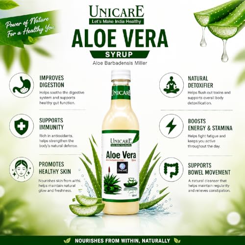Image of Unicare Aloe Vera Juice | Natural Detox Drink for Digestion & Liver Support | Boosts Immunity & Energy | Supports Skin & Hair Health | No Added Sugar, No Chemicals | Pack of 3 | 500ml