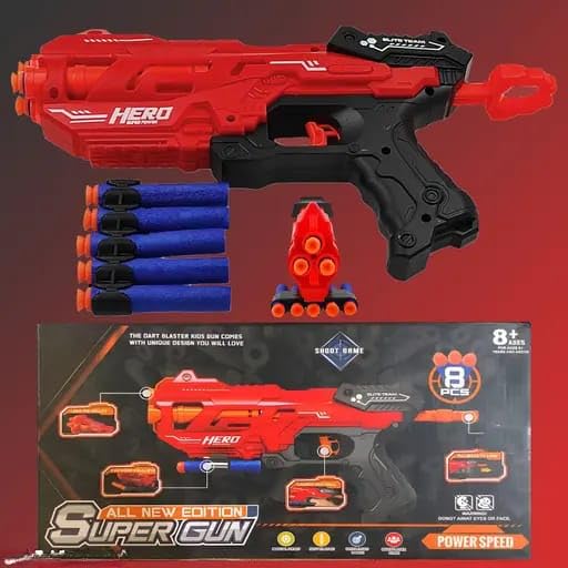 Kidoyz Easy-Shoot Soft Bullet Gun for Little Kids β My First Foam Blaster with 8 Soft Darts | Easy Cocking Toy Gun for 3 4 5 Year Old Boys Girls | Safe Indoor Outdoor Shooting Game (Red) 3