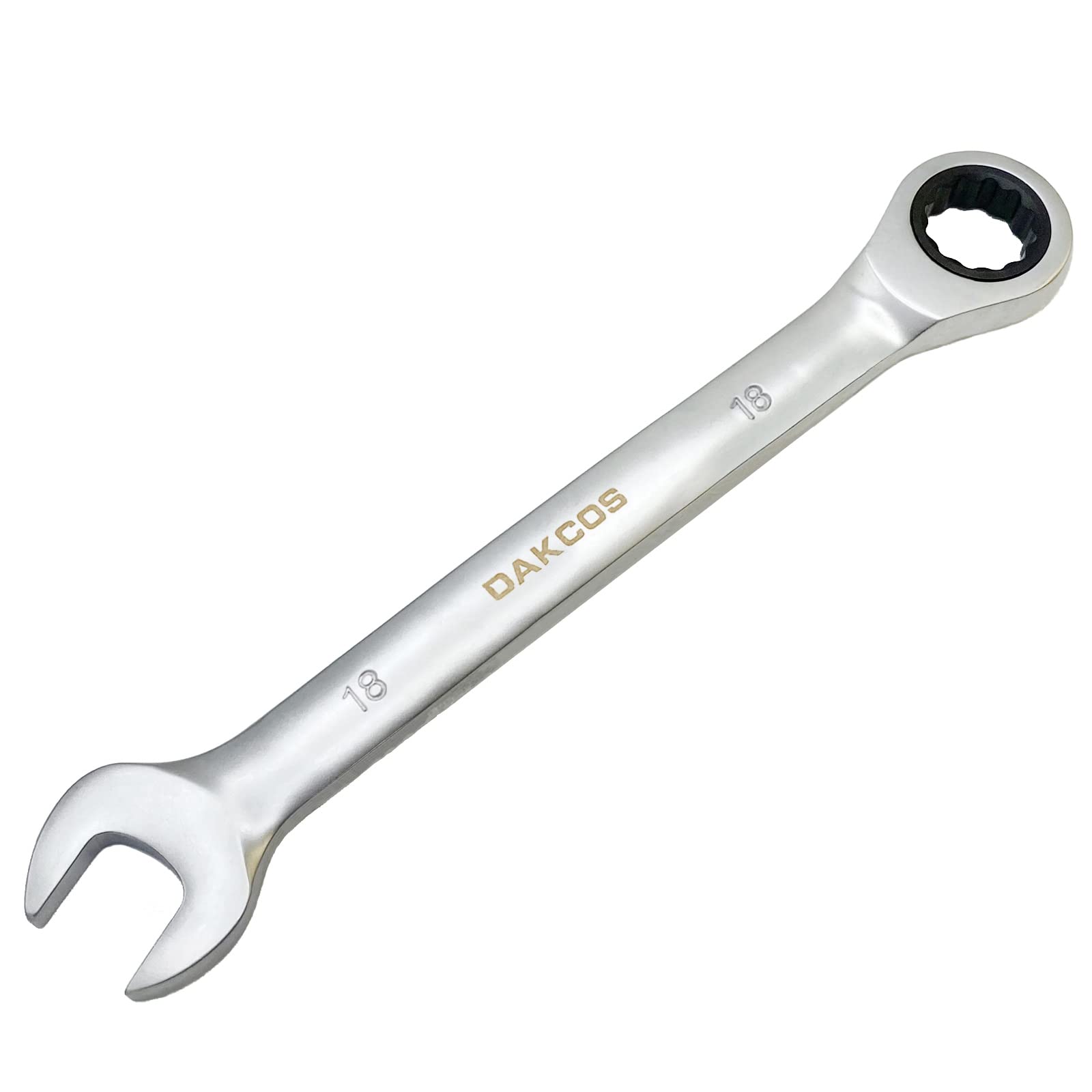 DAKCOS Fixed Head Ratchet Spanner 18mm Ratcheting Combination Wrench Chrome Vanadium Steel