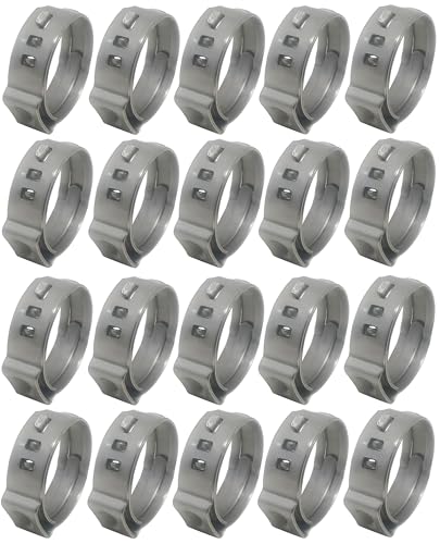 OCS Parts – Oetiker Ear Clamps 167 Series, 304 Stainless Steel, 15.3 mm Size, Pack of 20, Band Dimension 7 x 0.6 mm, Includes OCS Parts 2-Year Warranty