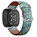 CJBROES Replacement Leather Watch Band, Compatible with Fitbit Versa 3 and Fitbit Sense of Wristband Bracelet Accessory - Palm Leaves Exotic