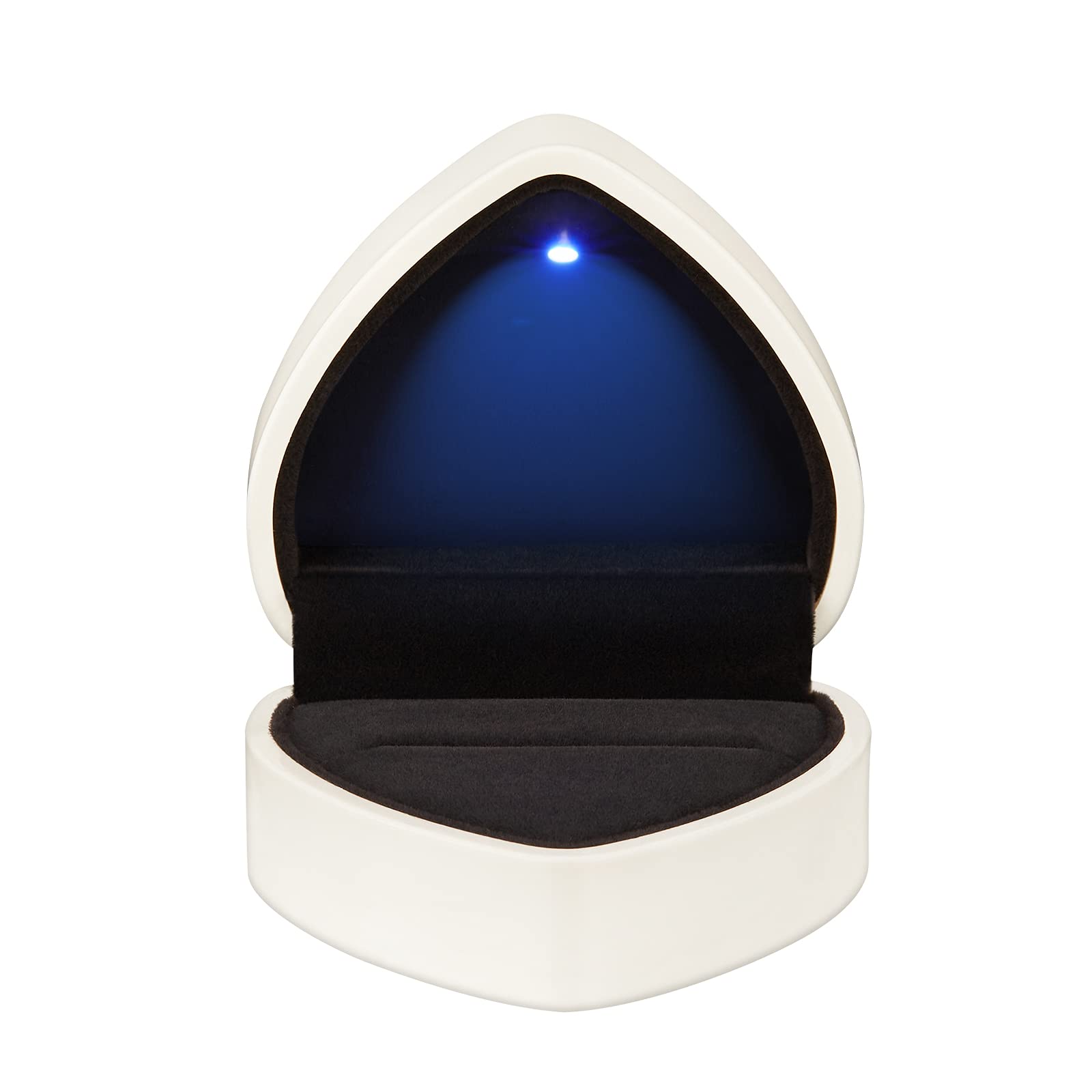 Boîte cadeau en forme de cœur avec lumière LED - En velours - Pour mariage, fiançailles, demande en mariage, anniversaire et anniversaire de mariage - Blanc