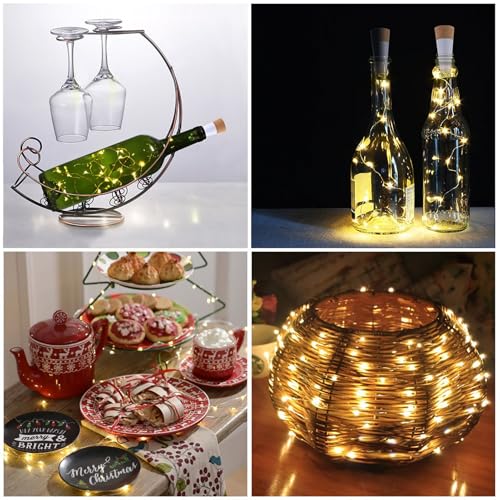 USB Rechargeable Bottle Lights, 6.6ft/2M 20 LED Cork Lights for Bottles 8 Modes Copper Wire LED Fairy Light - Image 4