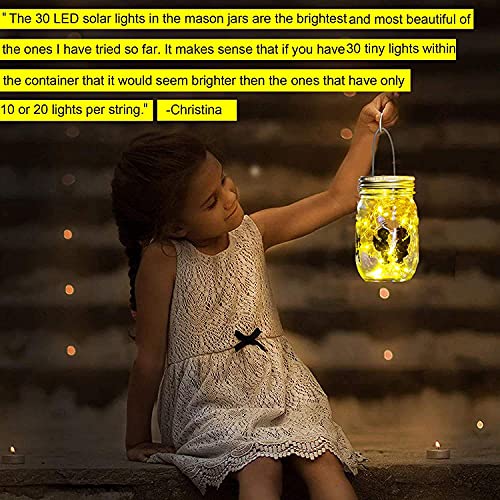 yeuago 12 Pack Solar Mason Jar Lid Lights - 30 LED Firefly Fairy String Lights, Waterproof Outdoor Solar Lights with Hangers for Regular Mouth Jars (No Jars Included) by yeuago - Image 4