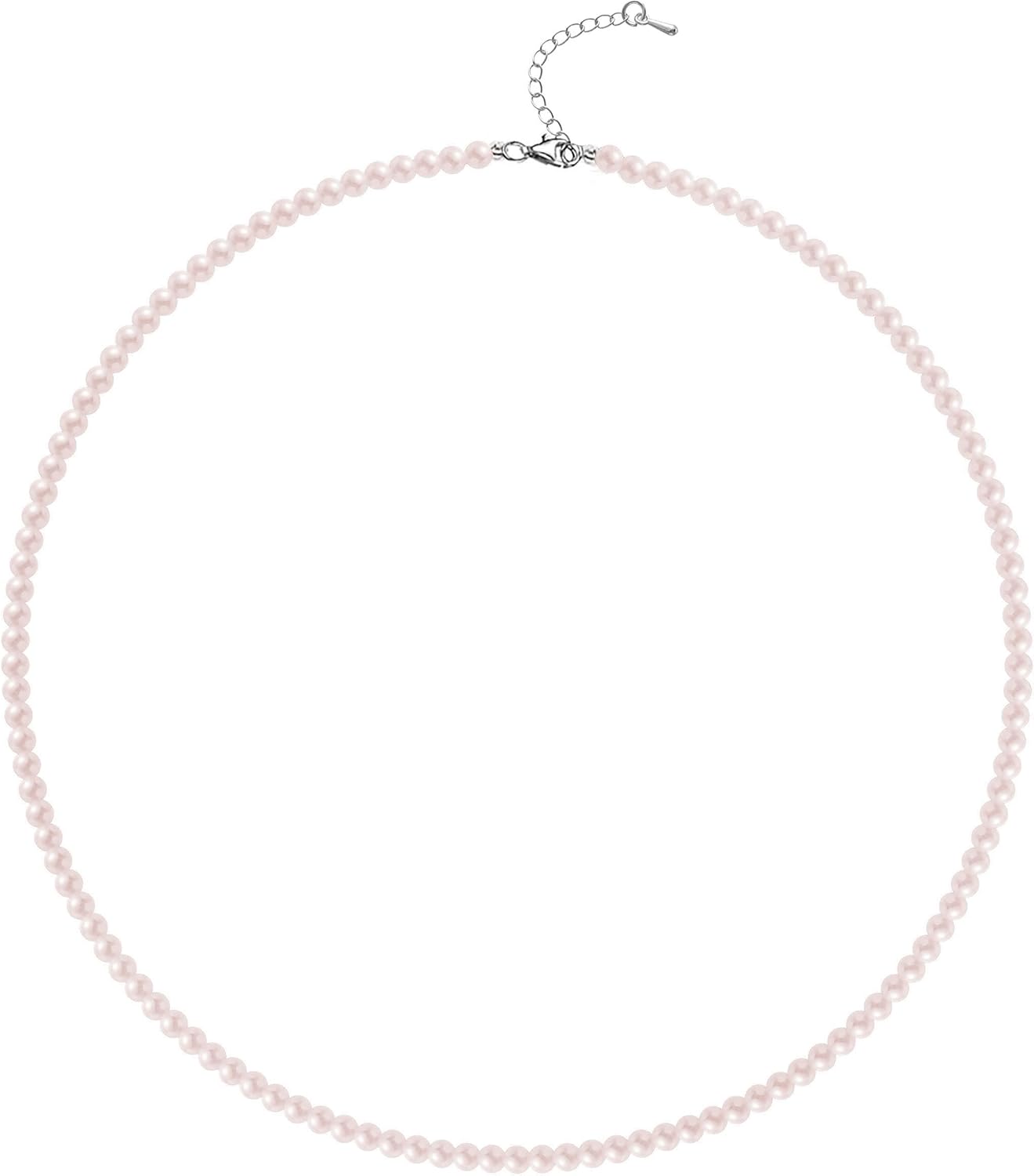 Aleasha Pale Pink Pearl Necklace for Women 4mm 6mm 8mm 14-18" Round Faux Pearl Choker Strand Jewelry Gifts