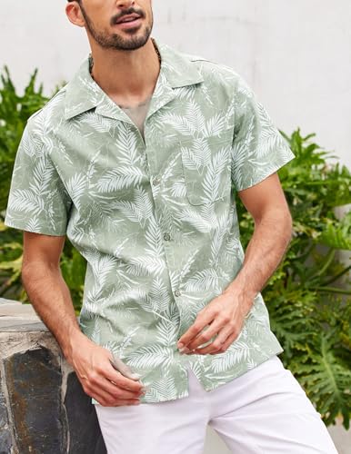 Image of Men's Hawaiian Shirt Tops Vintage Short Sleeve Button Down Beach Shirt Male Tropical Floral Summer Pullover Party Holiday