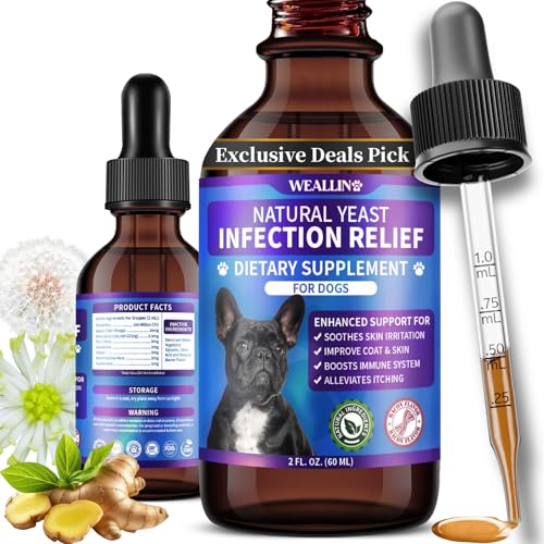 Natural Yeast Infection Treatment for Dogs | Probiotic-Powered Drops with 8-Herbal Blend | Supports Skin, Ears, Allergy Relief | Dog Yeast Infection Treatment Oral Supplement | Bacon-Flavored