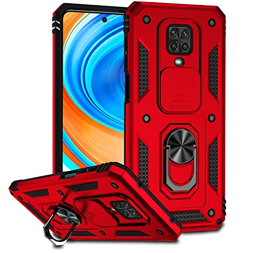 Joytag Compatibile per Cover Xiaomi Redmi Note 9,Custodia + Vetro temperato Silicone TPU 360 Grado Anello Girevole Magnetico Supporto Cassa del