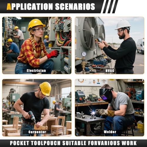 Tool Pouch,Professional Electrician Pouch, Multi-Pocket Belt Organizer,Suitable for Electricians/Carpenters/Plumbe (Black) 7 Tool Pouch,Professional Electrician Pouch, Multi-Pocket Belt Organizer,Suitable for Electricians/Carpenters/Plumbe (Black) - Image 7