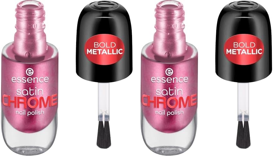Essence Esmalte De Uñas Satin Chrome, Cubriente, Expresión Del Resultado, De Gran Pigmentación, Metalizado (8Ml) (Paquete de 2)
