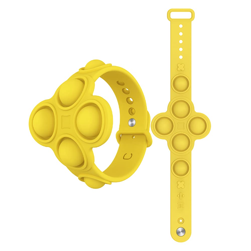 LEMONCOVERMini Stress Relief Wristband Fidget Toys, Wearable Push Bubble Sensory Fidget Hand Finger Press Silicone Bracelet Toy for Kids Yellow