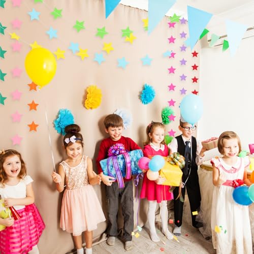 Image of Patelai Glitter Star Garland Banner 2026 Party Decor 130 Feet Star Hanging Streamers Twinkle Backdrop for Classroom Birthday Graduation Wedding Supplies