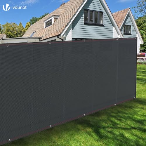 VOUNOT® Zaunblende 1.8×10m, Sichtschutz Zaun 230 g/m² HDPE Schattiernetz, Windschutz UV-resistent Reißfest, 95% Beschattungsgrad, mit Löcher und Kabelbinder, Anthrazit