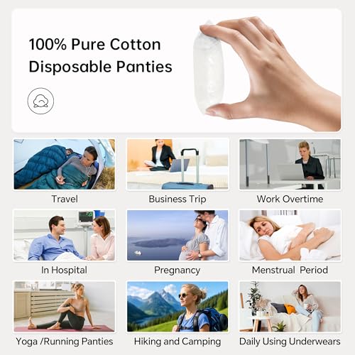 20/10/5 Pack Women's Disposable 100% Cotton Underwear Ladies Briefs Panties for Travel Hotel Spa Hospital Stays Emergencies2