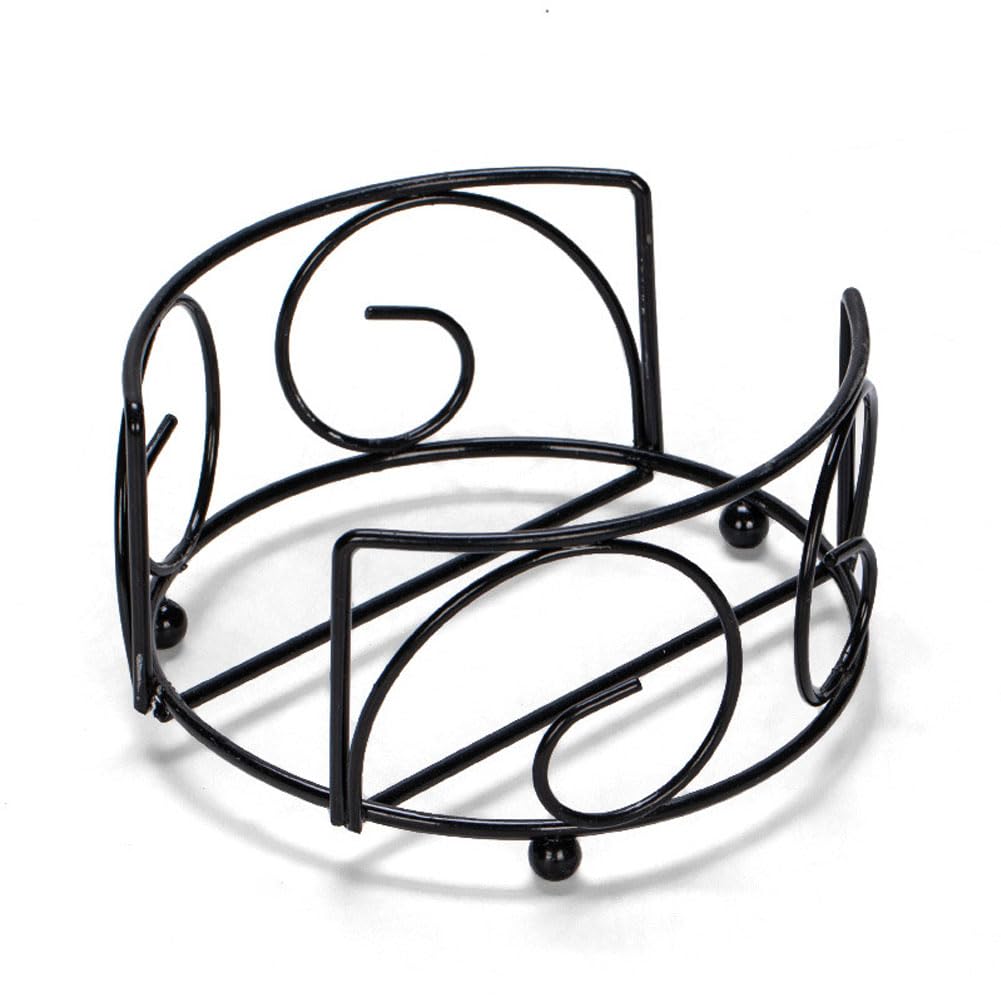 KiaoTime Vintage Coaster Holder Round, Black Iron Metal Coaster Holder Sterling Wave Charm Beach House Home Bar Coaster Holder Storage Caddy — image 1