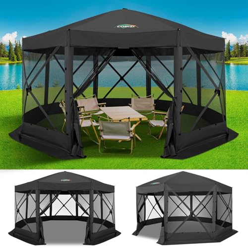 Image of COBIZI 15x15 FT Pop Up Gazebo - Canopy Tent, Large Gazebos On Clearance with Sidewalls, Screened in Gazebo,carpas para Patio,Portable Screen Tents for 12-15 Persons Outdoor Camping, Backyard,Black
