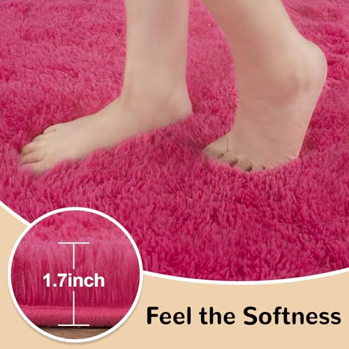 8x10 Rugs for Living Room, Large Fluffy Area Rugs for Bedroom, Soft Carpet Shag Kids Room Rug, Non-Slip Fuzzy Rugs Indoor (Hot Pink, 8ft x 10ft)