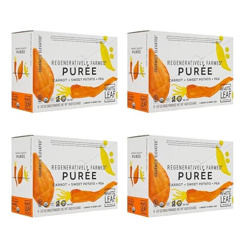 White Leaf Baby Food Pouches Toddler Snack Carrot + Sweet Potato + Peas