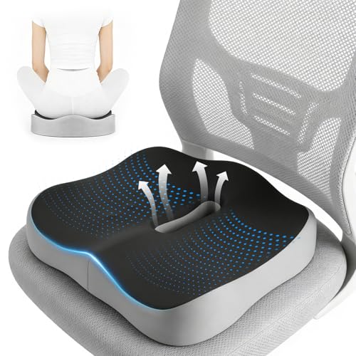 Consejos para Comprar Cojines para espalderas y sillas del mes. 45 BYHANG Cojín Ortopédico para Silla de Oficina, Cojín Ergonómico para Coxis y Ciática Lumbar, Almohada de Asiento para Automóvil, Dona para Sentarse y Aliviar Hemorroides,...